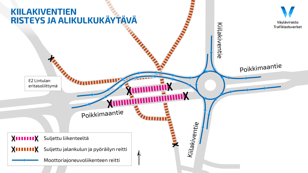 Kartta liikennejärjestelyistä.