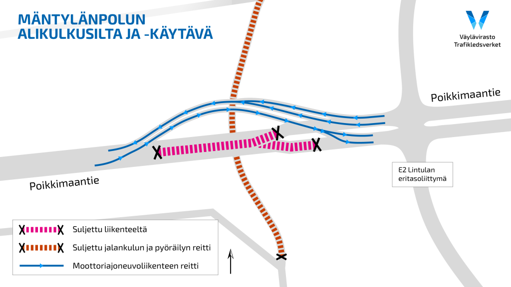 Kartta liikennejärjestelyistä.