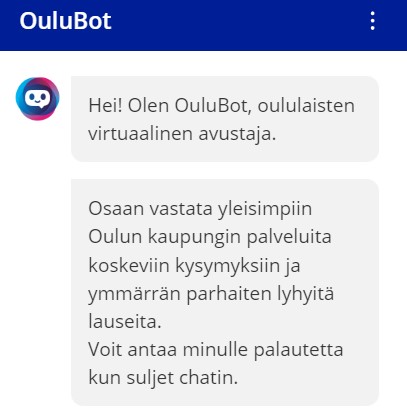 Näyttökuva Oulubotin teksti-ikkunasta.
