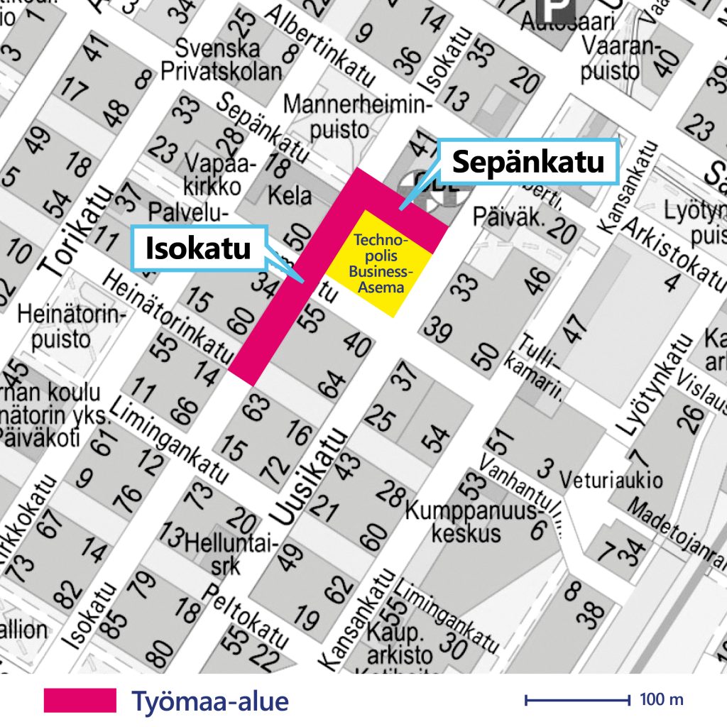 kartta työmaa-alueesta