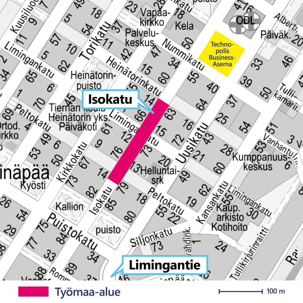 kartta työmaa-alueesta